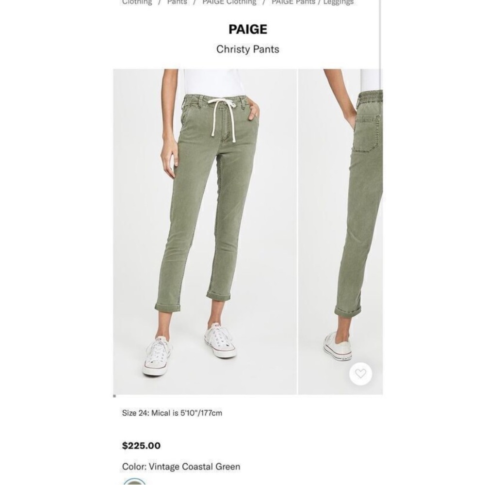 PAIGE Christy Pants in Vintage Coastal Green